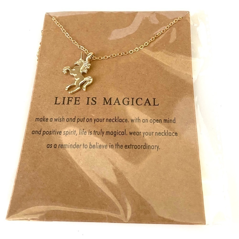 Unicorn Necklace Gold Tone Girlโs Jewelry